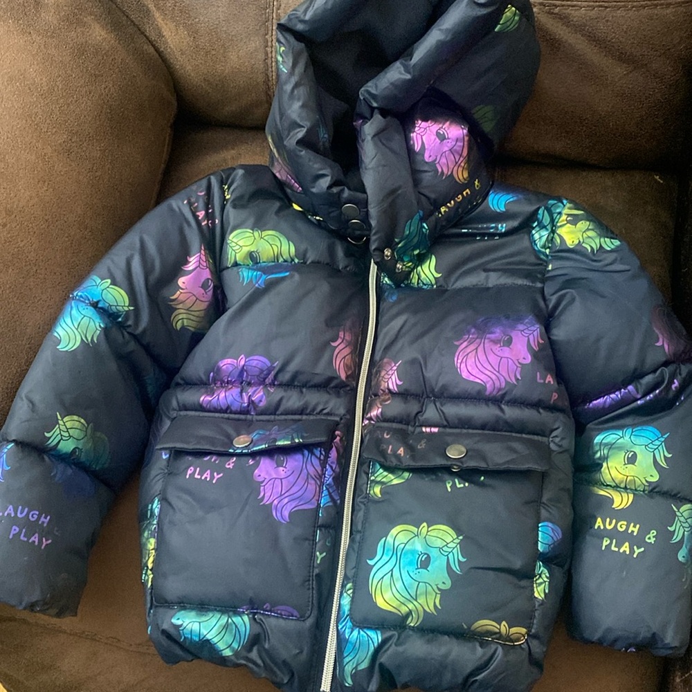 H&M kids jacket brand new never worn size 6 unicorn puffer jacket